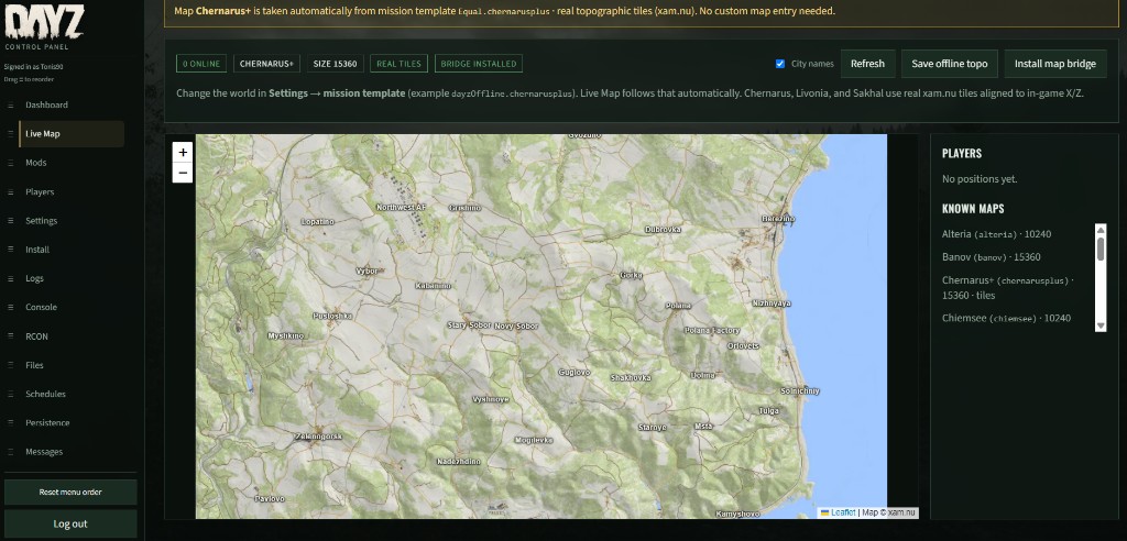 DayZ Panel live map